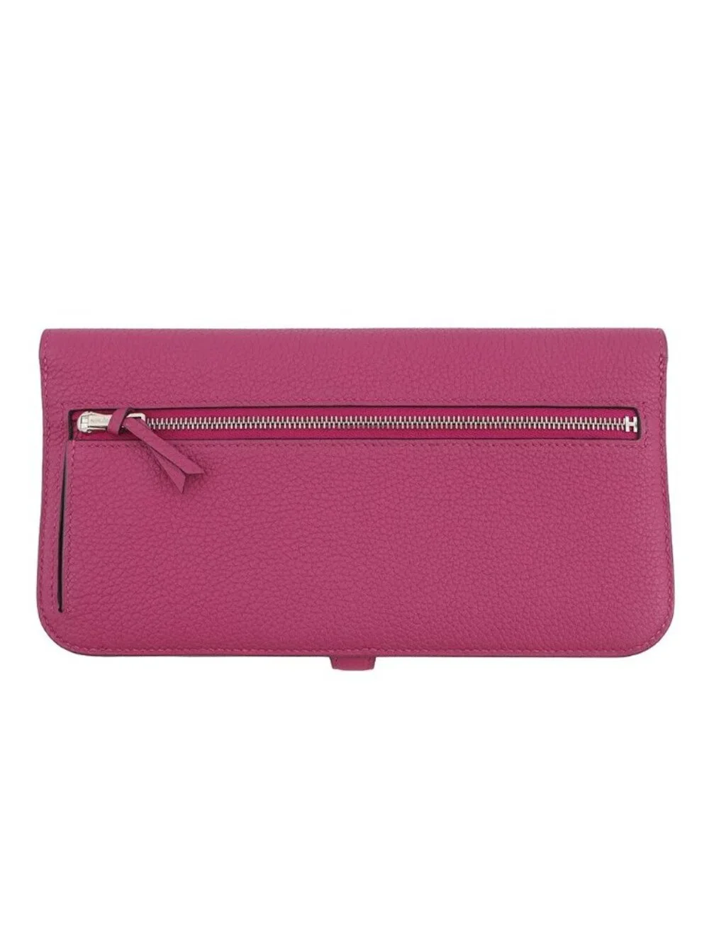 Hermes Wallet Dogon Long Rosepurple Silver Togo